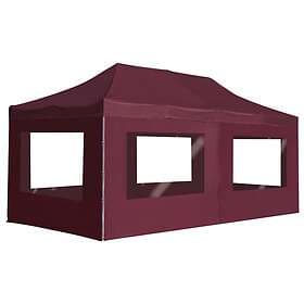 vidaXL Hopfällbart partytält med väggar aluminium 6x3 m vinröd 45509