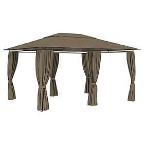 vidaXL Paviljong med draperier 4x3 m taupe 180g/m² 312232