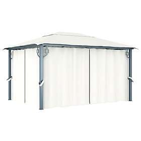 vidaXL Pavilion with curtains 400x300cm cream white aluminum