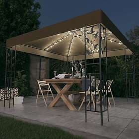vidaXL Paviljong med ljusslinga LED 3x3 m taupe 3070312