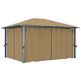 vidaXL Paviljong med draperier 400x300 cm taupe aluminium 313894