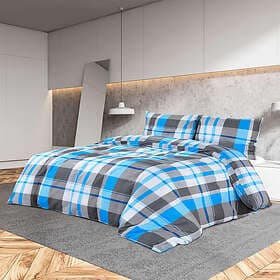 vidaXL Duvet Cover Set Blue and Grey 220x240cm Cotton