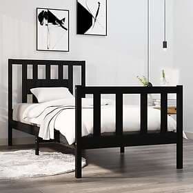 vidaXL Bed Frame svart massivt trä 75x190 cm liten enkelsäng 3104092