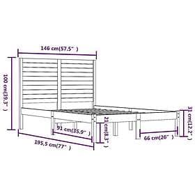 vidaXL Bed Frame svart massivt trä 140x190 cm 3104592
