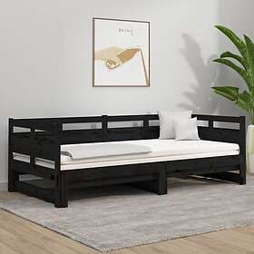 vidaXL Bäddsoffa svart massiv furu 2x(90x190) cm 820326
