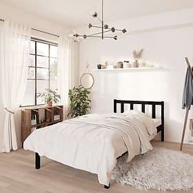 vidaXL Bed Frame svart massiv furu 75x190 cm 810046