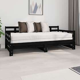 vidaXL Bäddsoffa svart massiv furu 2x(90x190) cm 820386