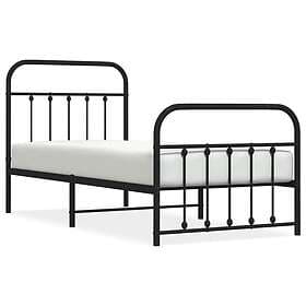 vidaXL Bed Frame med huvudgavel och fotgavel svart metall 90x200 cm 352589