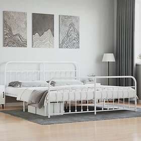 vidaXL Bed Frame med huvudgavel och fotgavel vit metall 193x203 cm 352651