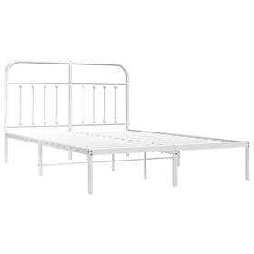 vidaXL Bed Frame med huvudgavel metall vit 135x190 cm 352626