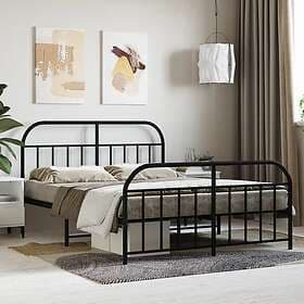 vidaXL Bed Frame med huvudgavel och fotgavel svart metall 135x190 cm 353652