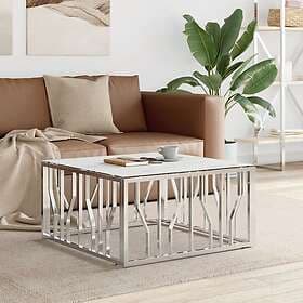 vidaXL Coffee Table Silver 80x80x40cm Stainless Steel and Glass 350059