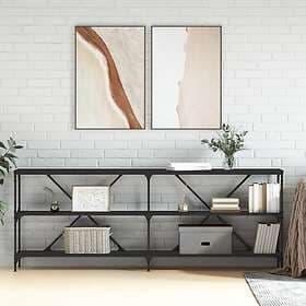 vidaXL Konsolbord svart 200x30x75 cm konstruerat trä och järn 832858