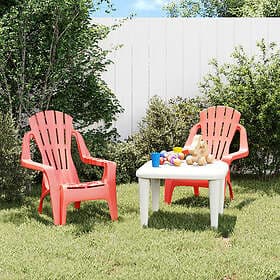 vidaXL Set of 2 Children's Garden Chairs Red 37x34x44 cm PP Wood Look 364738