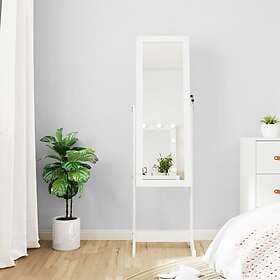 vidaXL Mirrorsmyckesskåp med LED-lampor fristående vit 353259