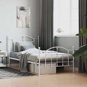 vidaXL Bed Frame med huvudgavel och fotgavel vit metall 100x190 cm 353500