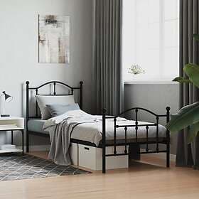 vidaXL Bed Frame med huvudgavel och fotgavel svart metall 90x190 cm 353449