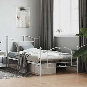vidaXL Bed Frame med huvudgavel och fotgavel vit metall 100x200 cm 353501