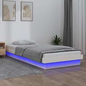 vidaXL Bed Frame LED white solid wood 90x190 cm