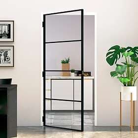 vidaXL Internal Door 93x201.5 cm härdat glass och aluminium slim 153660