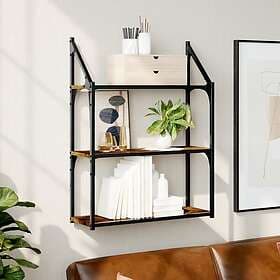 vidaXL Vägghylla 3 hyllor rökfärgad ek 60x21x78.5 cm konstruerat trä 835451