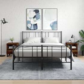 vidaXL Sängbord 2 st rökfärgad ek 40x35x50 cm konstruerat trä 830647