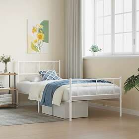 vidaXL Bed Frame med huvudgavel och fotgavel vit metall 100x190 cm 372240