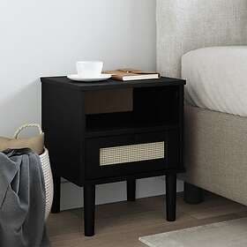 vidaXL Sängbord SENJA svart 40x35x48 cm massiv furu 358012