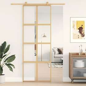 vidaXL Sliding Door guld 76x205 cm klart ESG-glass och aluminium 155184