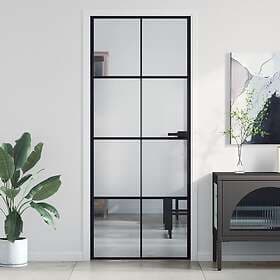 vidaXL Internal Door svart 83x201.5 cm härdat glass och aluminium slim 155126