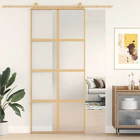 vidaXL Sliding Door guld 90x205 cm frostat ESG-glass och aluminium 155188