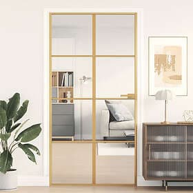 vidaXL Internal Door guld 102.5x201.5 cm härdat glass och aluminium slim 155143