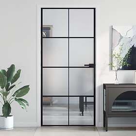 vidaXL Internal Door svart 93x201.5 cm härdat glass och aluminium slim 155128