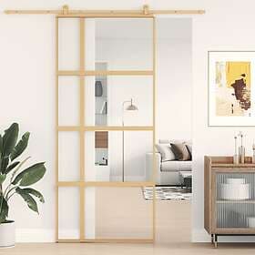 vidaXL Sliding Door guld 90x205 cm klart ESG-glass och aluminium 155191