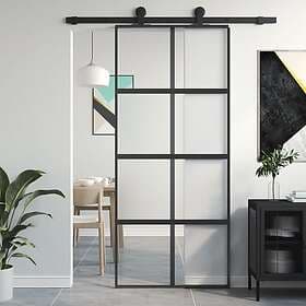 vidaXL Sliding Door svart 90x205 cm härdat glass och aluminium 155223