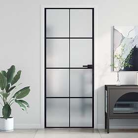 vidaXL Internal Door svart 83x201.5 cm härdat glass och aluminium slim 155127