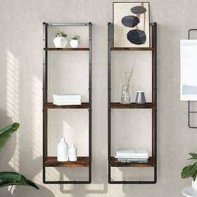 vidaXL Wall Shelf 3 Shelves Smoked Oak 100x25x30 cm Engineered Wood 836305