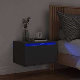 vidaXL Väggmonterat sängbord med LED-lampor svart 836828