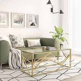 vidaXL Soffbord guld rostfritt stål och härdat glas 349938