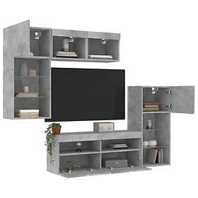 vidaXL TV Stand 5 parts LED concrete grey engineered wood
