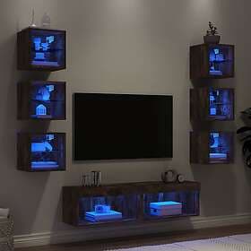 vidaXL TV Stand 8 delar LED rökfärgad ek konstruerat trä 3216637