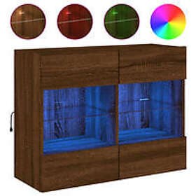 vidaXL Väggmonterad TV Stand LED brun ek 78.5x30x60.5 cm 837105