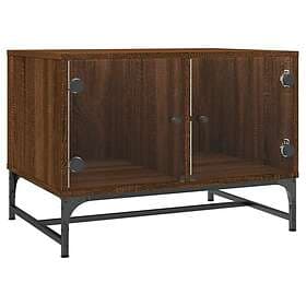 vidaXL Soffbord med glasdörrar brun ek 68.5x50x50 cm 836545