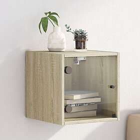 vidaXL Sängskåp med glasdörr sonoma-ek 35x37x35 cm 836466