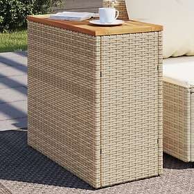 vidaXL Garden Table with wooden top beige 58x27.5x55 cm synthetic rattan 366072
