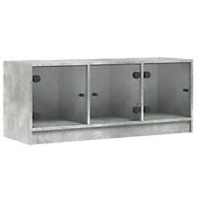vidaXL TV Stand med glasdörrar betonggrå 102x37x42 cm 836409