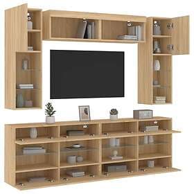 vidaXL Väggmonterade tv-skåp 6 delar med LEDs sonoma-ek 3216799