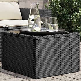 vidaXL Garden Table with glass top black 55x55x37 cm synthetic rattan 365969