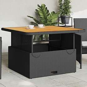 vidaXL Garden Table black 110x110x71 cm polyrattan and acacia wood 368272