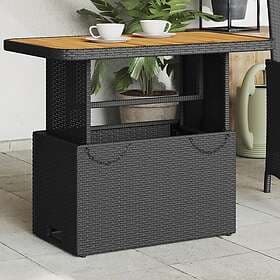 vidaXL Garden Table black 90x55x71 cm polyrattan and acacia wood 368275